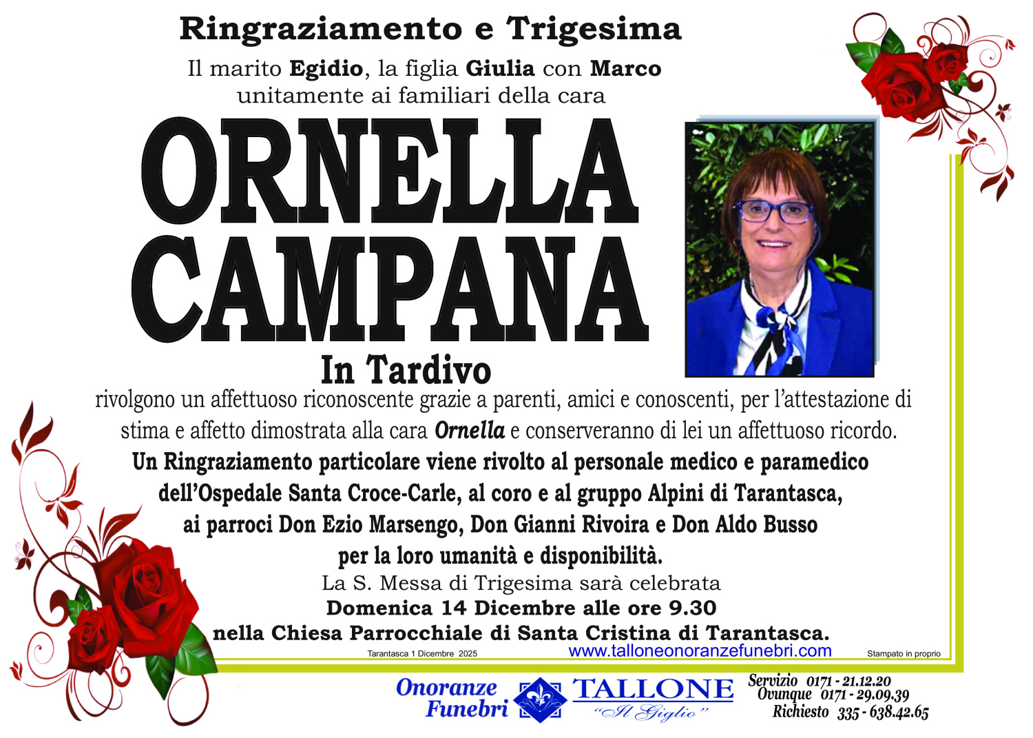 <br />
<b>Warning</b>:  Undefined variable $info in <b>/home/tallone/public_html/ringraziamenti.php</b> on line <b>68</b><br />
Ornella Campana